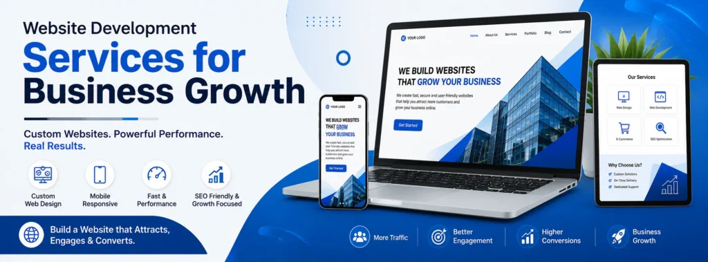 Website development services for business growth with responsive web design, performance, SEO, and conversion-focused solutions.